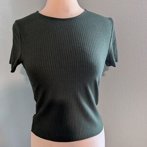 Women's Ribbed Green Top